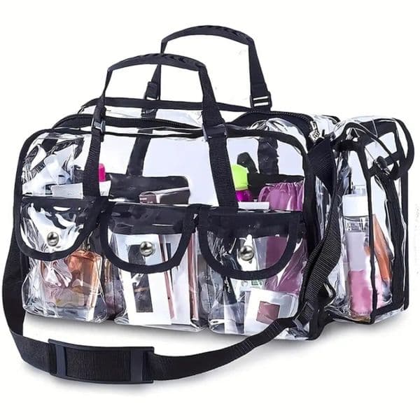 PVC Transparent Storage Bag with Shoulder Strap Travel Tote