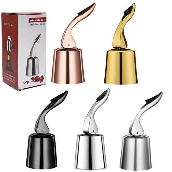 Reusable Bar Tool Wine Bottle Stoppers Stainless Steel Vacuum Sealed Wine Saver With Silicone Storage Sealer Beverage Preserver Champagne Closures Lids Caps