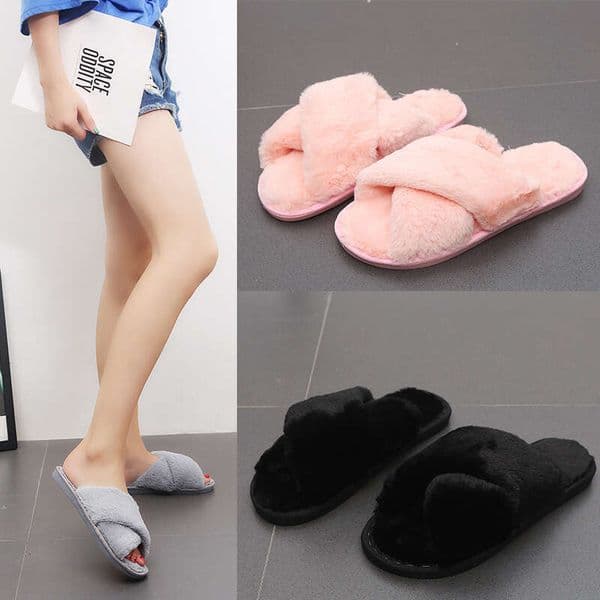 Plush 2024 Cross Plush Indoor Casual Lightweight Warm Cotton Slippers