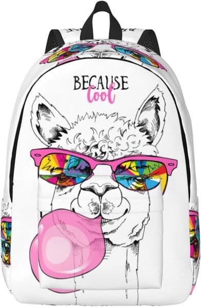 Backpack Casual Lightweight Alpaca Eating Bubble Gum Laptop Backpack Men Women Travel Bag Outdoor Canvas Daypack