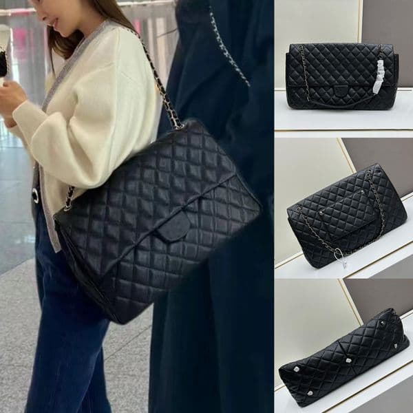 Designer Bag Women New Oversize Capacity Classic Handbag Designer Silver Hardware Leather Flap Sheepskin Women Chain Shoulder Shopping Crossbody Bag Top Quality