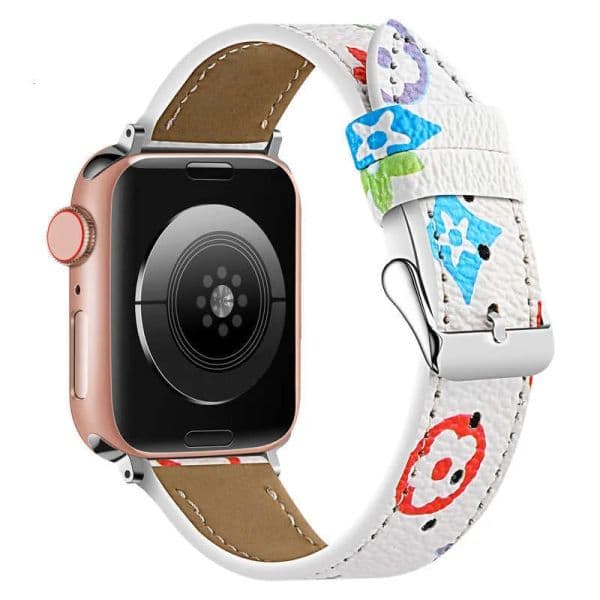 Smart Straps for Luxury Apple Watch Band 38 40 41 42 44 45 49 mm Ultra 2 Series 9 Flower Leather Watchs Strap Wristband For Iwatch 8 7 6 5 4 SE Designer Watchbands