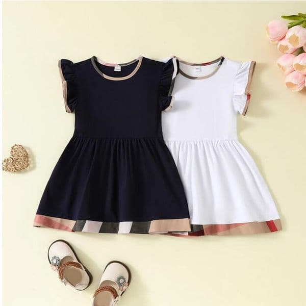 Girl Designer Clothe New Style Short Sleeve Girl Dress Plaid Casual Bow Cotton Kids Clothing Children's Wear Autumn girl Fashion 2-6 Years Mini Skirt Dresses