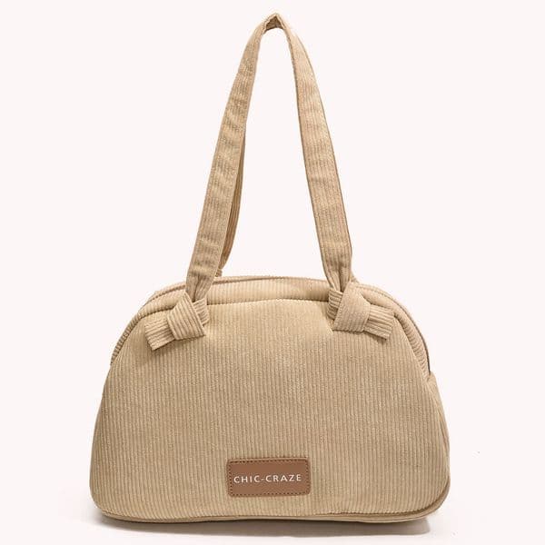 Women Corduroy Handbag Zipper Shoulder Bag With Interior Pocket Clutch Purse Underarm Bag for Work Travel