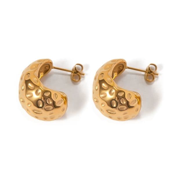 jewelry earring Ins Style 18k Gold Stainless Steel for Women with Concave and Convex Patterns Water Droplet Shaped Personalized Fashion Earrings Factory Wholesale