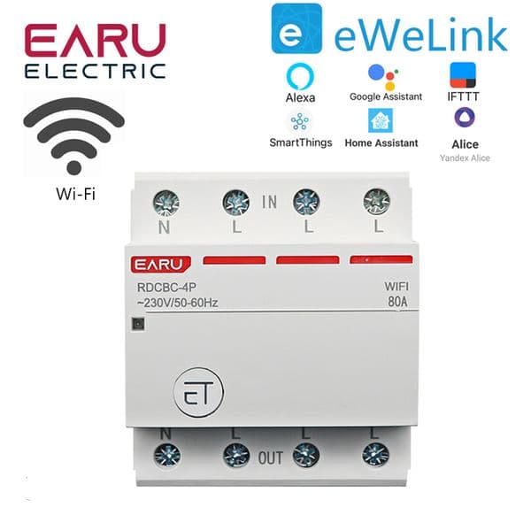 eWelink App Three Phase WiFi Circuit Breaker Smart Time Timer Relay Switch Voice Remote Control Smart House Alexa Google Home