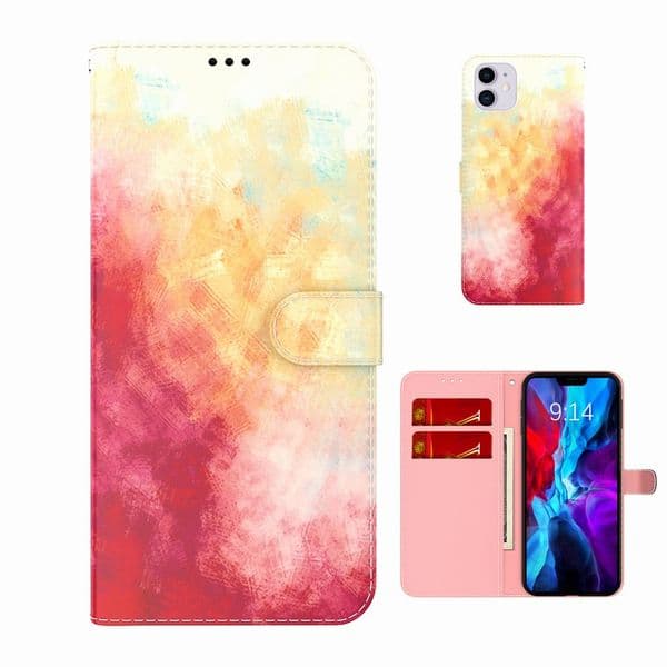 For Case OPPO A5 A9 2020 A52 A72 A92 A93 A94 A53 A33 A8 A31 2020 Watercolor Gradient Stand Phone Cover Flip Leather Wallet D26F