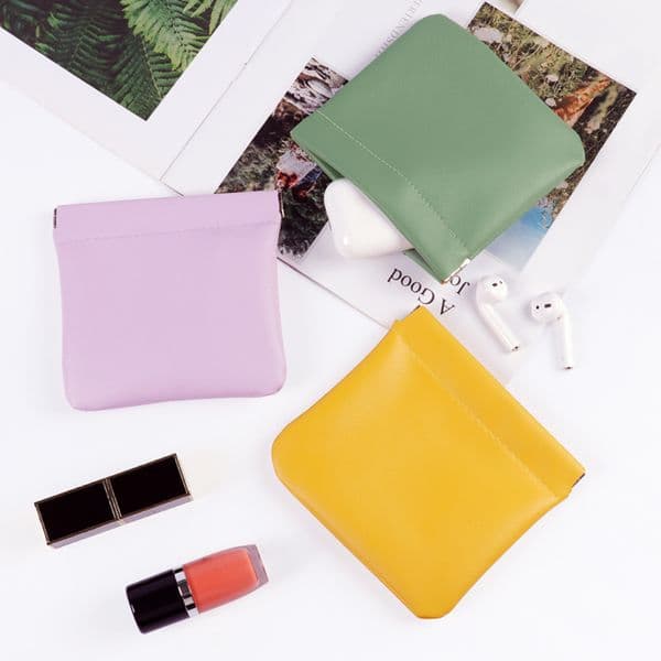 2 pcs Travel Makeup Bag Lipstick Key Earphone Data Cables Organizer Pouches Card Holder Coin Purse Automatic Closure Storage Bag