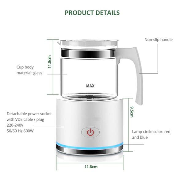 Milk Frother,Electric Warmer with Hot or Cold Functionality for Cappuccino Latte Macchiato Hot Chocolate EU Plug Black