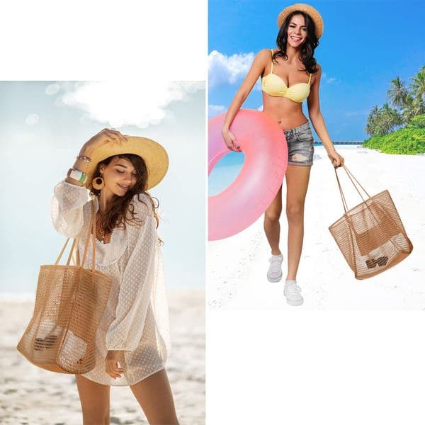 Mesh Shoulder Carrying Bag For Washing Swimming Clothes Storage Bags Beach Tote Womens Shoulder Handbag Outdoor Bag