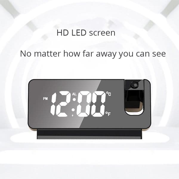 LED Digital Smart Alarm Clock Watch Table Electronic Desktop Clocks USB Wake Up Clock with 180° Time Projector Snooze
