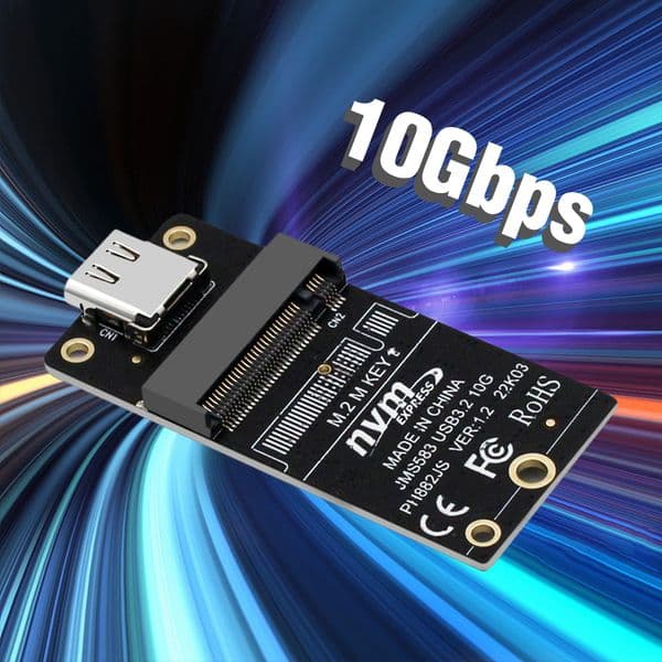 M.2 To Type-C SSD Enclosure Adapter NVME Hard Disk Enclosure Adapter Card JMS583 Chip USB3.2 10Gbps for 2230 2242 2260 2280 SSD