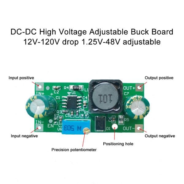 DC-DC High-voltage Adjustable Step-down Board 48V 60V 100V Drop 1.25V-48V Voltage Rregulator Module Buck Converter Transformer