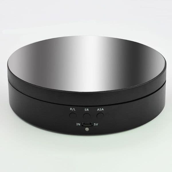 3 Speeds Electric Rotating Display Stand Mirror Turntable Jewelry Holder Battery/USB Power