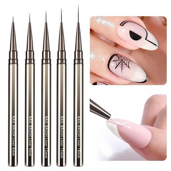 1pcs Acrylic French Stripe Nail Art Liner Brush Set 3D Tips Manicure Ultra-thin Line Drawing Pen UV Gel Brushes Painting Tool