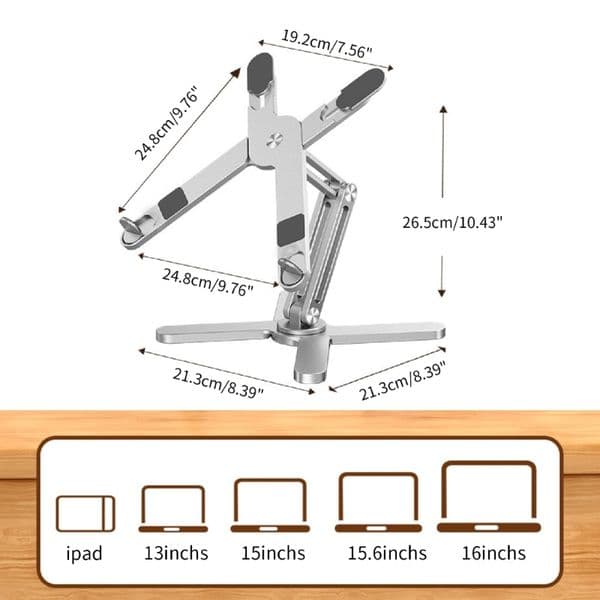 Portable Laptop Stand with 360 Degree Rotating Base Aluminum Alloy Foldable for 11-16'' Tablets Pad for Good Posture P9JD