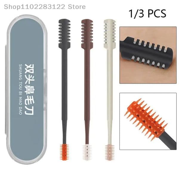 b Manual pcs Nose Hair Portable Trimmer Washable For Men And Women With Storage Box Waterproof Double Head Removal