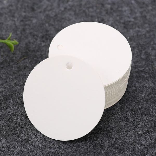 100pcs 5cm Round Kraft Paper Tags Wedding Birthday Gift Tags White Cards Bakery Package Labels Decor Thank You Tags DIY Crafts