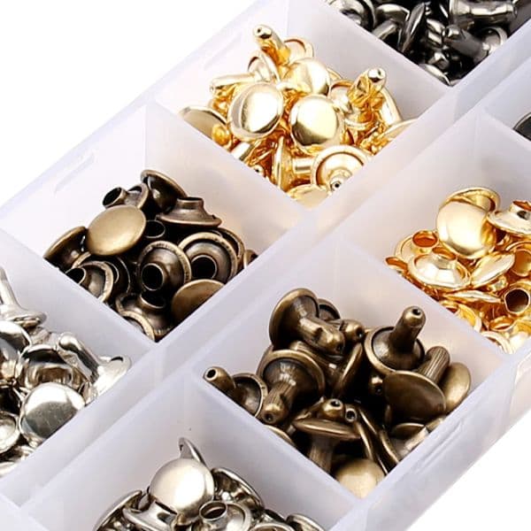 6/8/10mm Brass Double Cap Rivets Stud Round Nail Spike with Plier for Leathercraft Shoes Bag Belt Clothing Punk Accessories