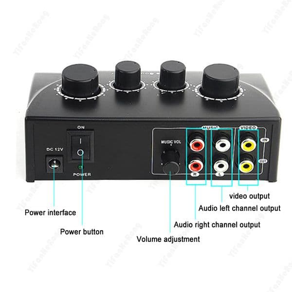 Portable Dual Mic Inputs Audio Sound Mixer For Amplifier & Microphone Karaoke Ok Mixer Black EU Plug for Company