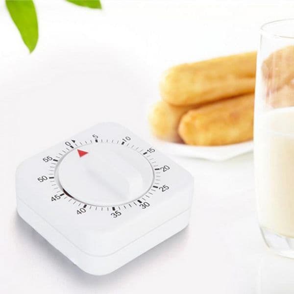 1/2/4PCS Kitchen Timer 60 Minutes White Square Digital Screen Mechanical Timer Count Down Alarm Reminder Kitchen Cooking