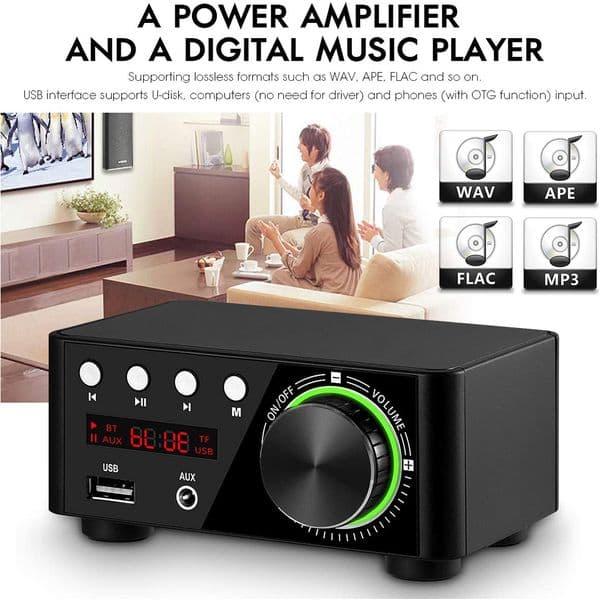 50WX2 Power Amplifier Board Bluetooth-compatible TPA3116 Receiver Stereo 12V Home Car Audio Amp USB U-disK TF Music Card Player