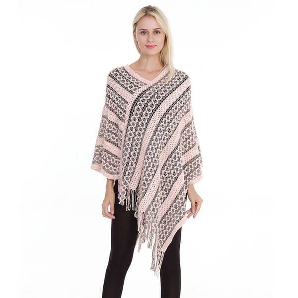 New Street Hollow Out Stitching Fringed Women Cape V-neck Shawl Cloak Pullover Poncho Dropshipping