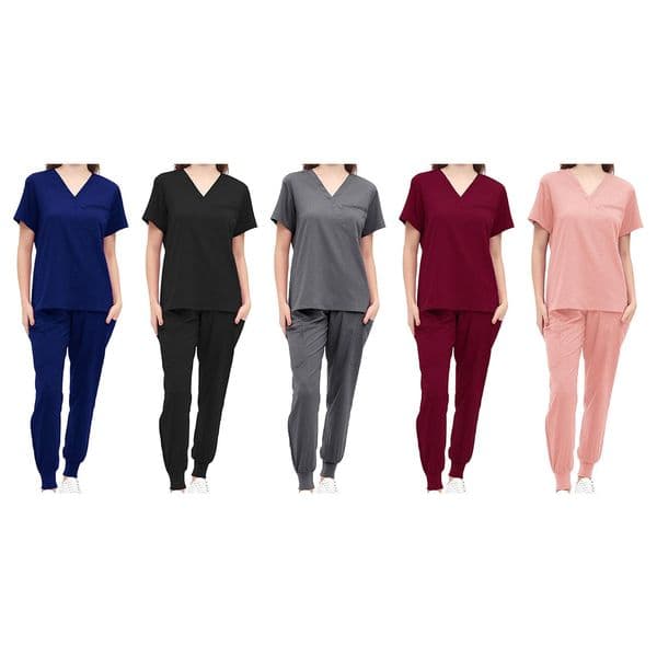 Female Uniform Scrub Set Nurse Top and Pants Soft Nursing Scrubs Uniform Clothes V Neck Scrub Top Breathable Work Suits Workwear