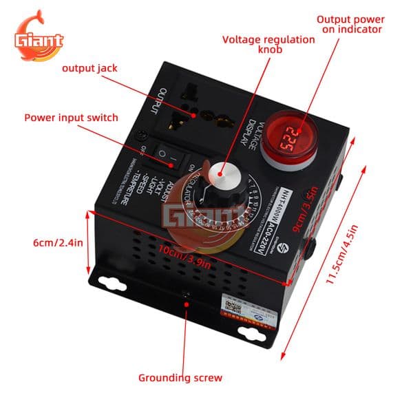 AC 220V 4000W voltage regulator portable temperature speed adjustable voltage regulator compact variable voltage controller