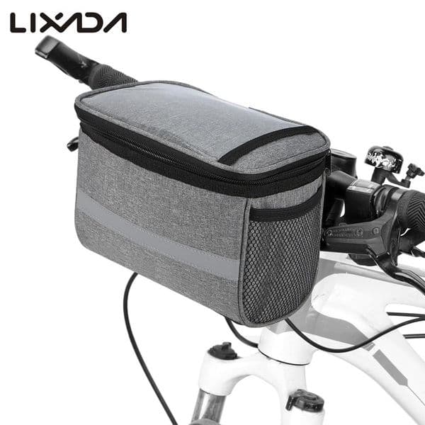 Lixada Bike Handlebar Bag Waterproof Bicycle Basket Pack Front Frame Pannier Accessories with Reflective Strip