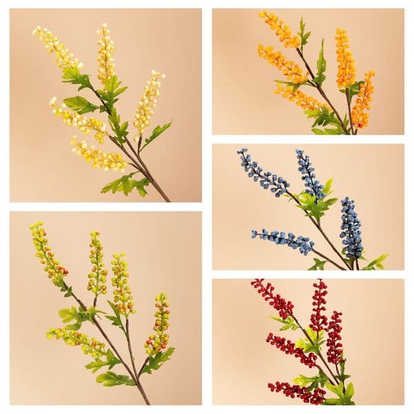 5pc Artificial Beans Flowers Wedding Bouquet Christmas Home Decor Plant Berries Colorful 5 Forks Fake Flower Red berry Decor