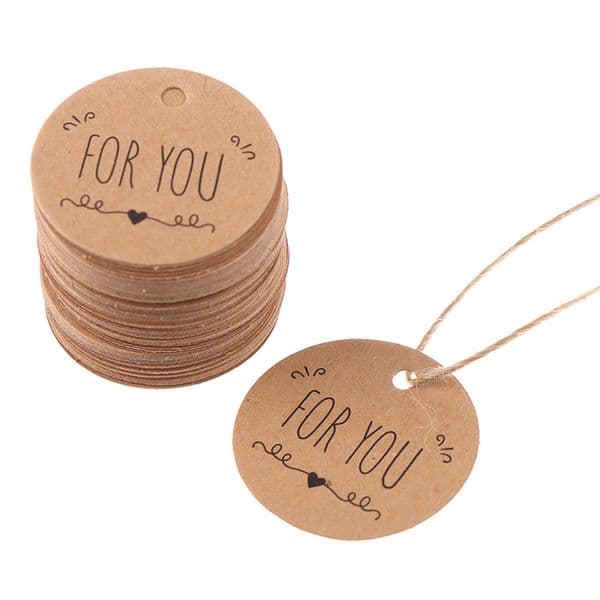 Paper Pcs Tag Kraft Hang for you pattern Label For Gift Tagging Package Decor ging