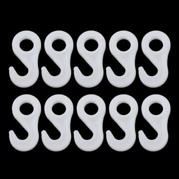 10Pcs/set Fasten Hook for Tent Awning Tie Rope Bungee Cord End 3.6cm White Black Plastic Hooks