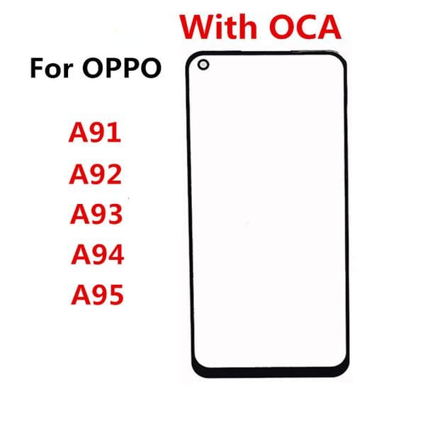 Front Screen For OPPO A91 A92 A93 A94 A95 2020 4G 5G Touch Panel LCD Display Out Glass Replace Repair Parts + OCA