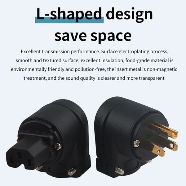 Xangsane F1-12 A set of copper new gold-plated L-shaped 2025 hifi power plug EU/US/AU power cable power amplifier plug