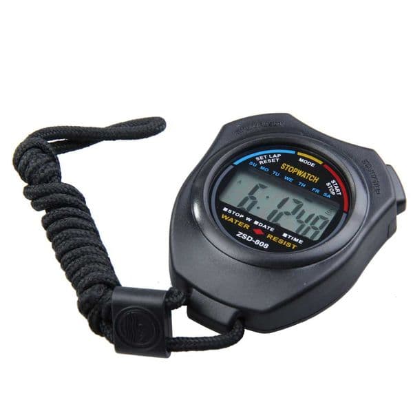 Professional Handheld Digital Stopwatch Classic Waterproof LCD Sports Electronic Chronograph Counter Timer Strap