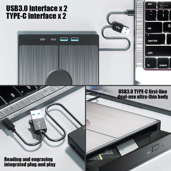 USB 3.0Type C External CD DVD RW Optical Drive DVD Burner DVD Writer Super Drive For Laptop Notebook