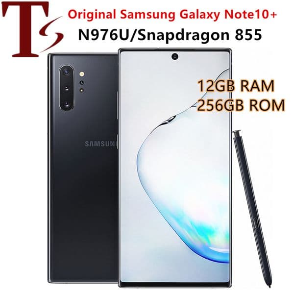 Refurbished Samsung Galaxy Note 10 Plus 5G N976U 6.8" AMOLED, S Pen Included, Quad Camera, 12GB RAM 256GB ROM, Snapdragon 855, Unlocked Android Smartphone