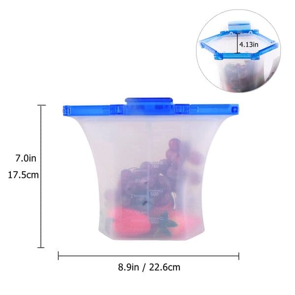 Food Bags One Step Lock Leakproof Standing Silicone Containers Sandwiches Liquid Snack Fruit Reusable Silicone Food Storage Bag