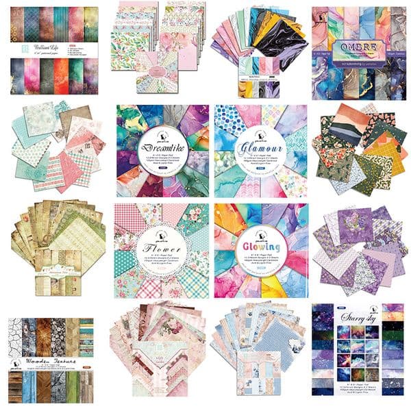 24 /12 Sheets Scrapbook Paper 15x15cm (6x6"), Journaling Supplies Cardstock Backgrounds Album Card for DIY Art Craft Decorative