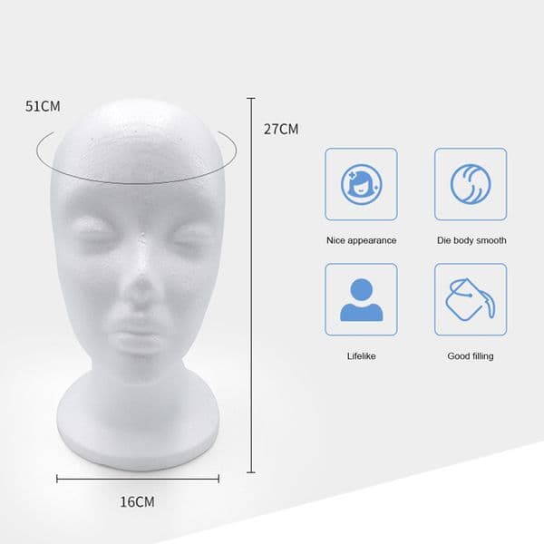 Lady Head Model Replacement Wigs Glasses Cap Display Holder Stand Model Professional Training Foam Heads Props