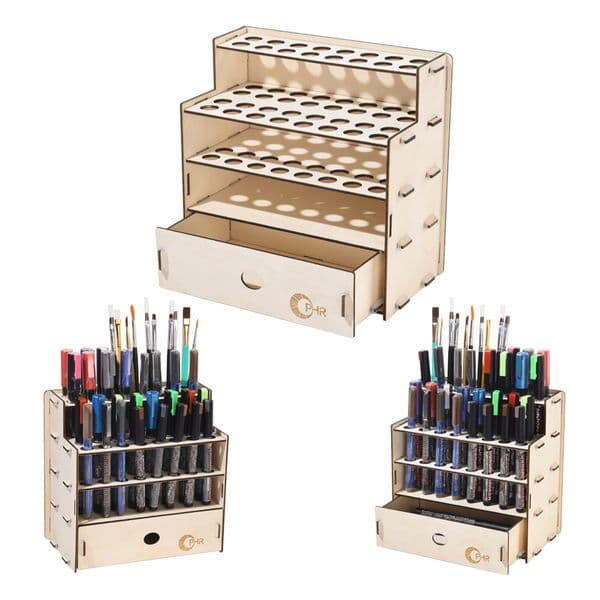OPHIR Marker Pen Holder with Cabinet Wooden Painting Pen Rack for Painting Pen Painting Tool MG096