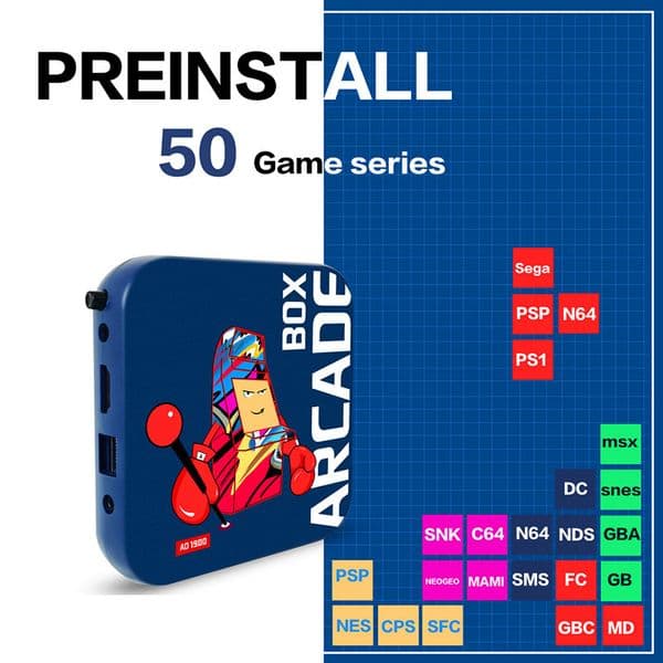 Arcade Box Home Game Console 64GB Built-in 33000+ Games Retro Video Game Console 4K HD TV Game Console for PS1/NDS/N64/MAME/DC
