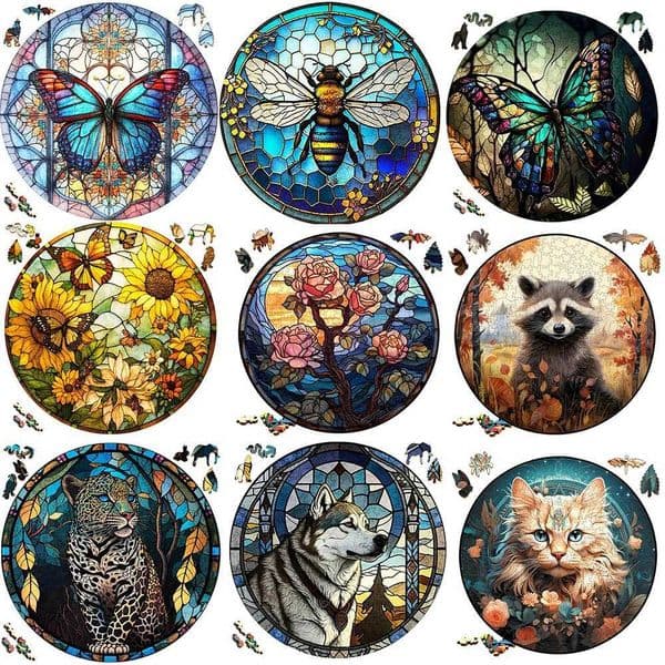 Sunflower Butterfly Puzzle Wood Puzzle Difficult to Play Irregular Animal Fragment Puzzle Used as a Stress Relieving Gift for Adults W241109