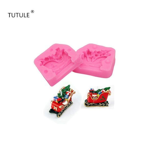 Christmas sleigh perspective fondant cake mold silicone mold creative crafts candle mold soap mold DIY cake decorating bakeware