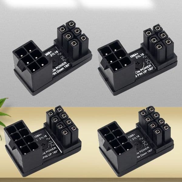TA5C 180° Angled 8 Pin 6pin Male to Female Power Adapter for Desktops Graphics Card