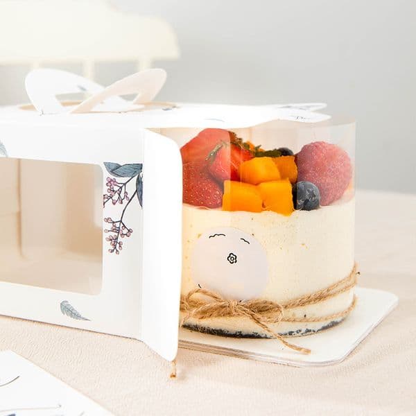 StoBag 10pcs 4Inch With Window Portable Cake Box Birthday Baby Shower Favor Thickened Base Handmade Gift Packing Patisserie