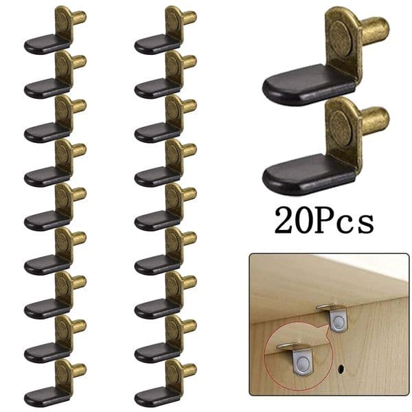 20pcs Shelf Support Simple Cabinet Support Partition Bracket Studs Pegs Pins Plugs 6mm L-Shaped Cabinet Bracket
