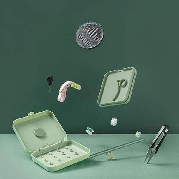 Newly Travel Home Small Magnetic Sewing Box Sewing Thread Needle Threader Scissors Kit