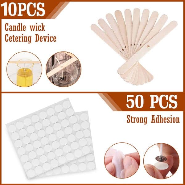 2.5oz aromatherapy candle empty can set 8, assemble 50 candle wicks + 50 fixed patches + 4 metal holders Wick Centering Device